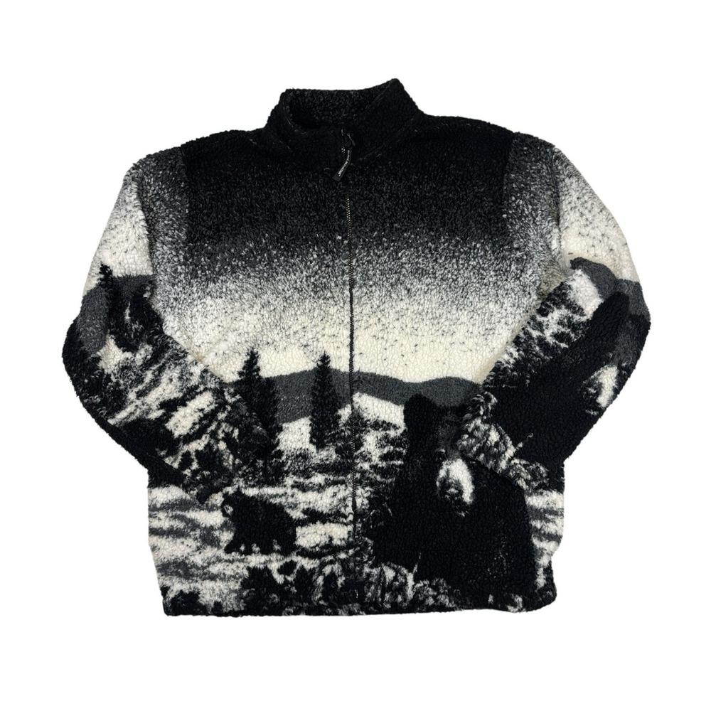 BLACK MOUNTAIN FLEECE Black Bear Full Zip Jacket Pockets Size XL Unisex USA